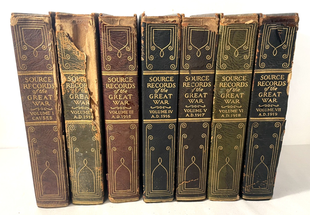 1923 Source Records of the Great War 7 Vol Set WWI Named Copy Horne